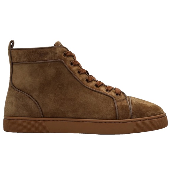 Christian Louboutin Mens Louis Orlato Flat Rhea Brown High Top Sneakers 42.5 9.5 - Picture 1 of 11